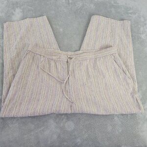 Sag Harbor Womens Pants Extra Large Capri Beige Blue Stripe Pockets Zip STR16XE